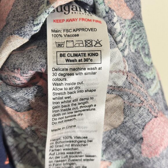 Sugarhill Brighton Dress Womens 10 Navy Sea Life Print Short Sleeve Tie Waist - Picture 6 of 10